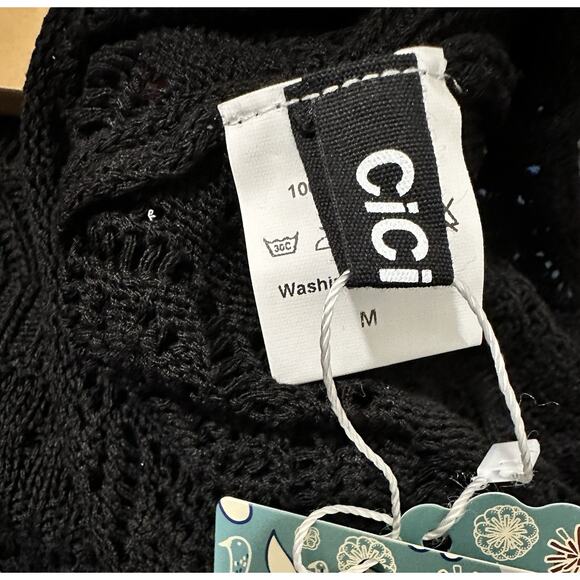 CiCi Bird Black Crew Neck Sweater Tunic Women's Size Medium NWT - Picture 4 of 7